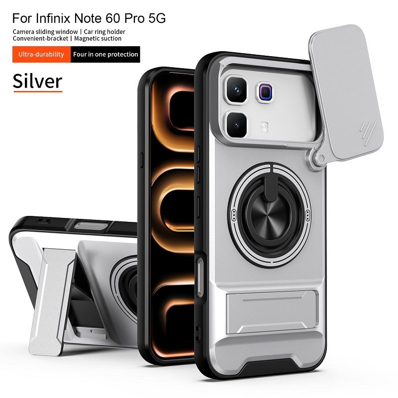 Luxury Slide Camera Lens Case Protective Cover for Infinix Note 60 Pro 5G (6.78" inch) Magnetic Kickstand Phone Case