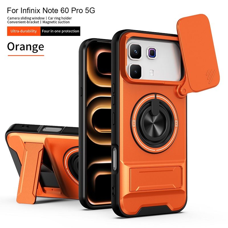 Luxury Slide Camera Lens Case Protective Cover for Infinix Note 60 Pro 5G (6.78" inch) Magnetic Kickstand Phone Case