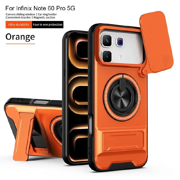 Luxury Slide Camera Lens Case Protective Cover for Infinix Note 60 Pro 5G (6.78" inch) Magnetic Kickstand Phone Case