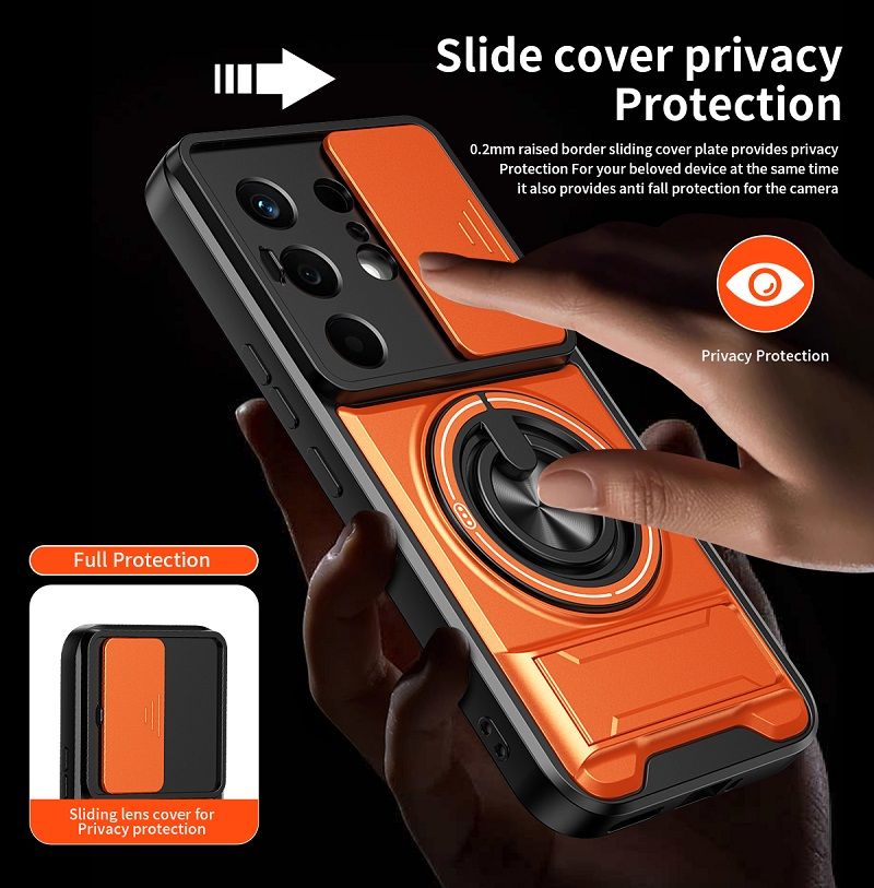 Luxury Slide Camera Lens Case Protective Cover for Tecno Camon 50 4G (6.78" inch) Magnetic Kickstand Phone Case