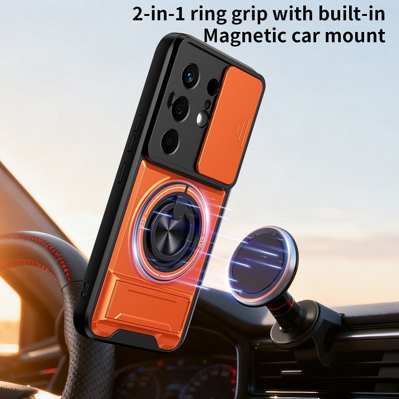 Luxury Slide Camera Lens Case Protective Cover for Tecno Camon 50 4G (6.78" inch) Magnetic Kickstand Phone Case