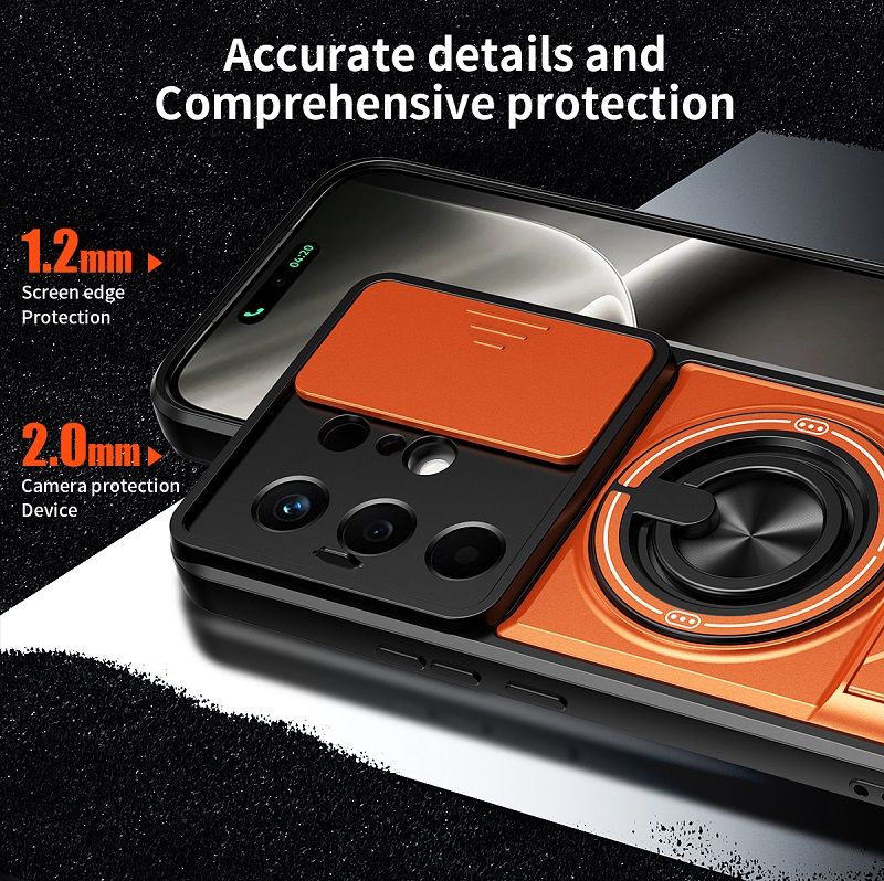 Luxury Slide Camera Lens Case Protective Cover for Tecno Camon 50 4G (6.78" inch) Magnetic Kickstand Phone Case
