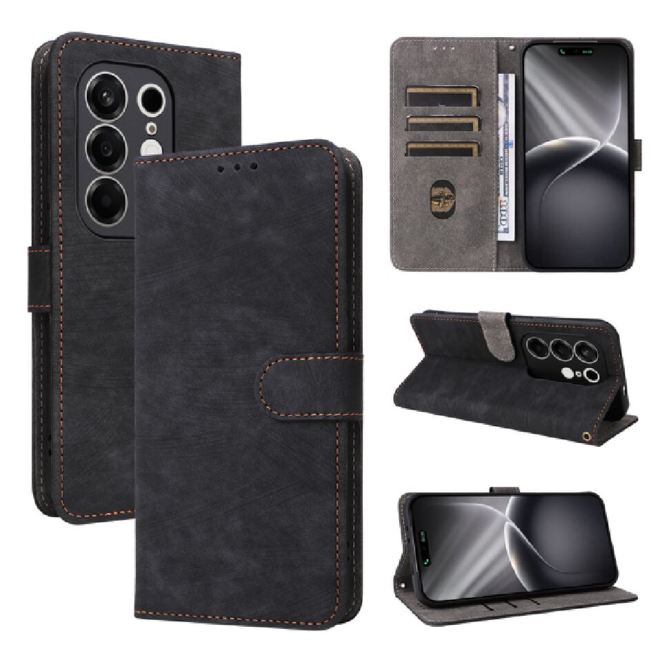 Leather Flip Cover For Tecno Camon 50 Pro 6.78'' Case [RFID Blocking] Wallet Cover With Hand Strap