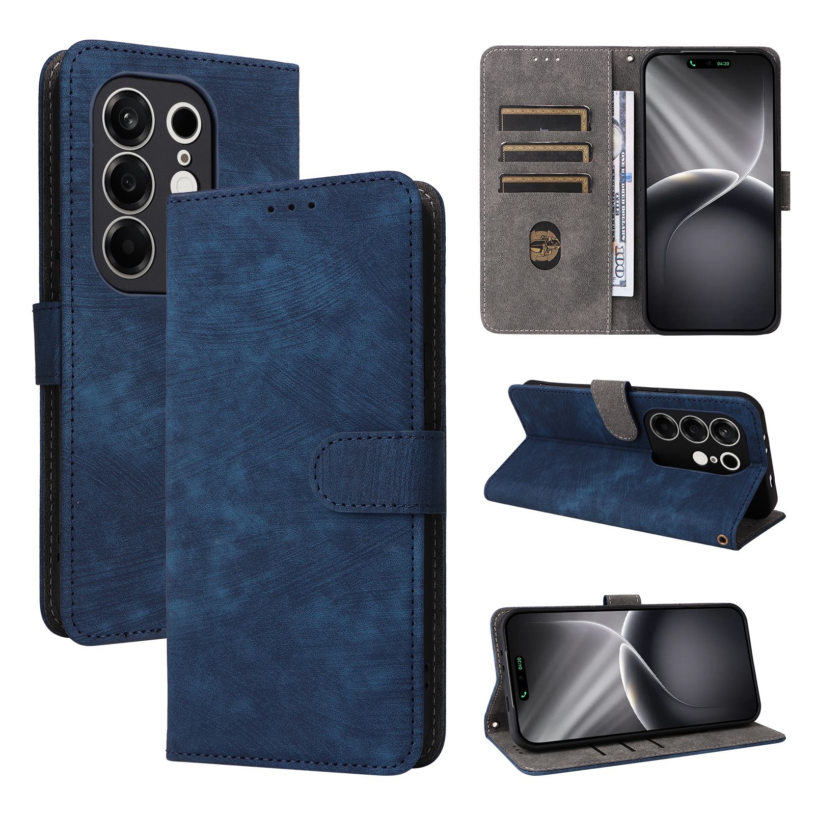 Leather Flip Cover For Tecno Camon 50 Pro 6.78'' Case [RFID Blocking] Wallet Cover With Hand Strap