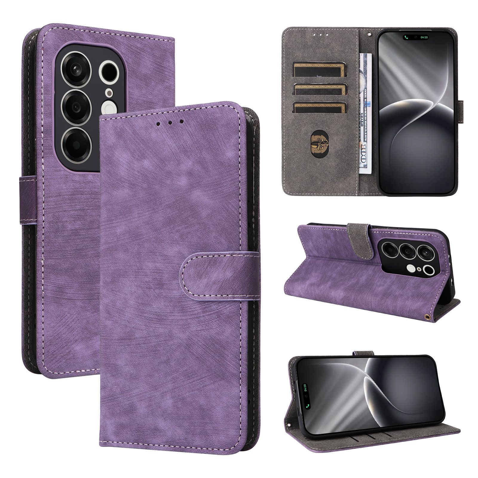 Leather Flip Cover For Tecno Camon 50 Pro 6.78'' Case [RFID Blocking] Wallet Cover With Hand Strap