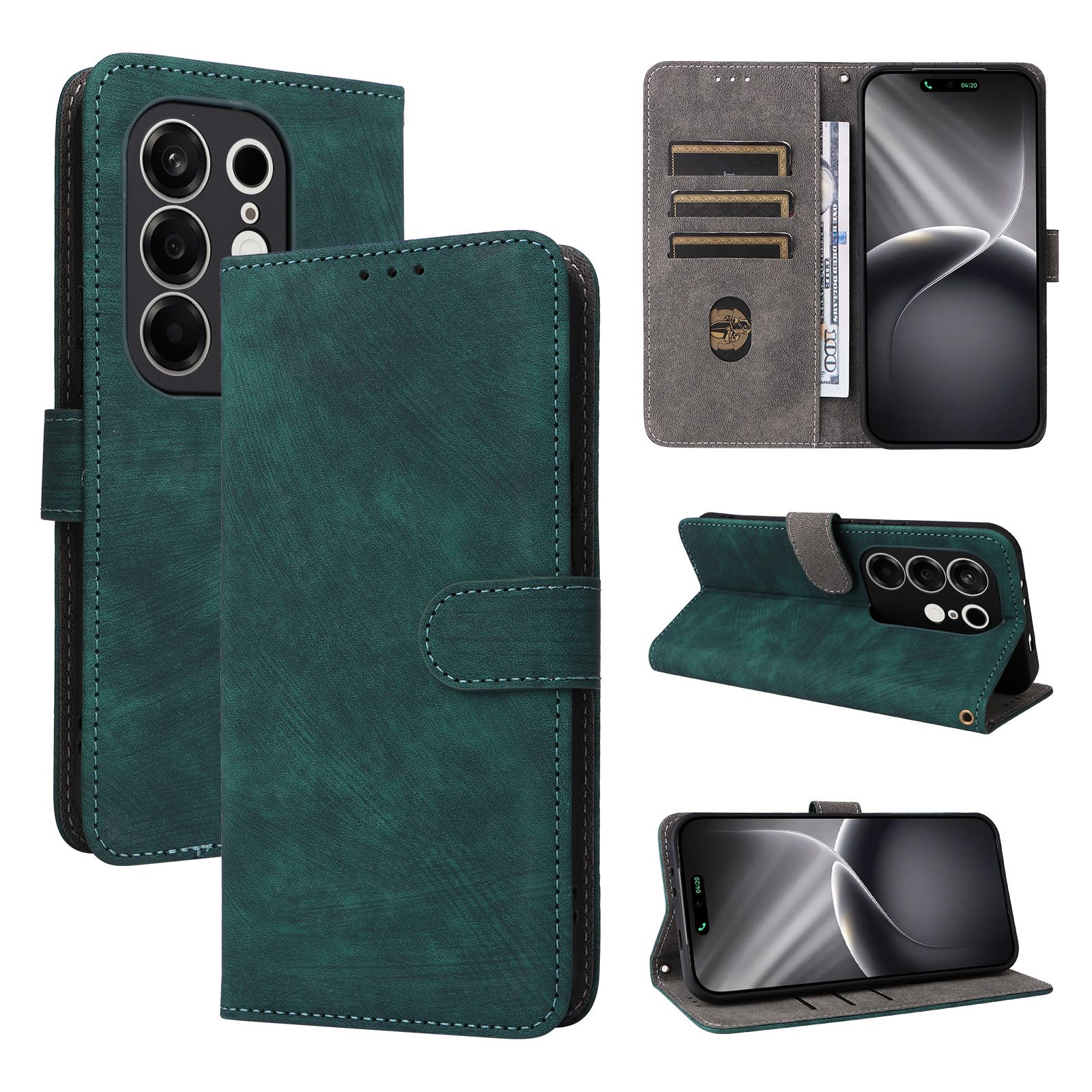 Leather Flip Cover For Tecno Camon 50 Pro 6.78'' Case [RFID Blocking] Wallet Cover With Hand Strap
