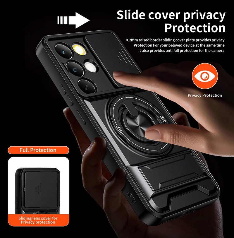 Luxury Slide Camera Lens Case Protective Cover for OPPO Realme C85 Pro 5G Magnetic Kickstand Phone Case