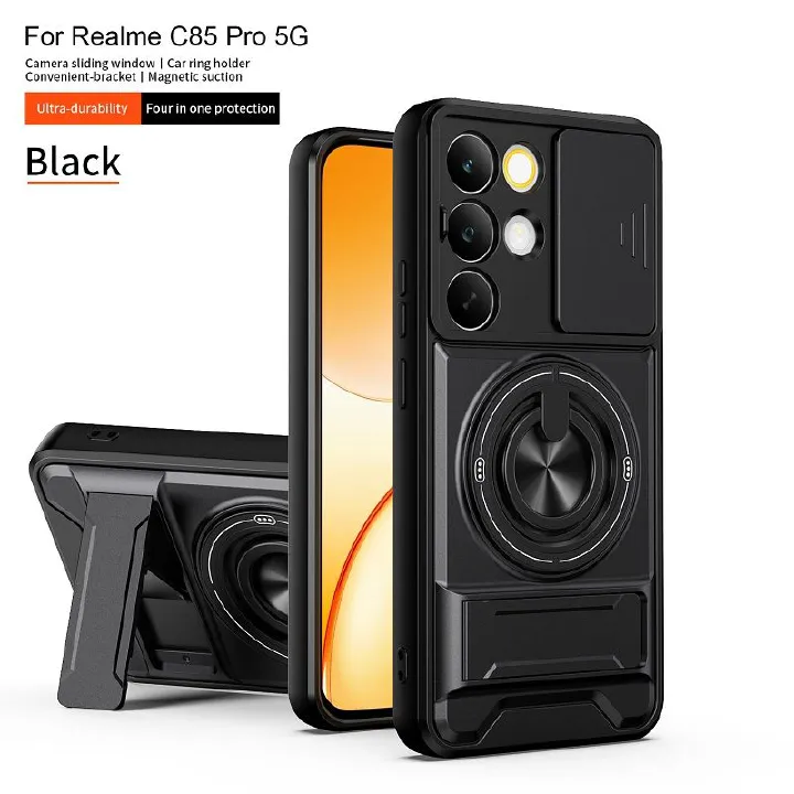 Luxury Slide Camera Lens Case Protective Cover for OPPO Realme C85 Pro 5G Magnetic Kickstand Phone Case
