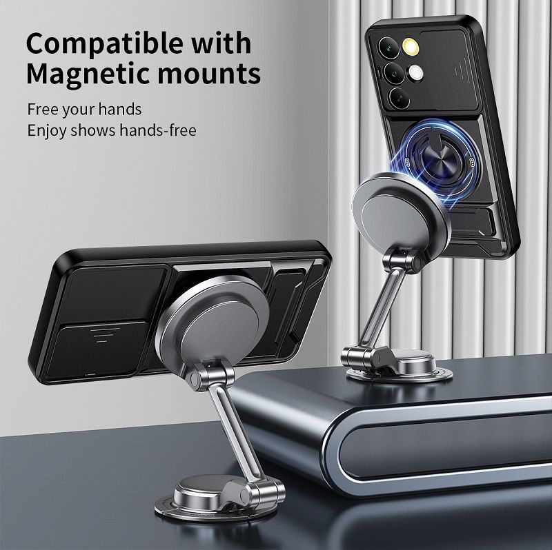 Luxury Slide Camera Lens Case Protective Cover for OPPO Realme C85 Pro 5G Magnetic Kickstand Phone Case