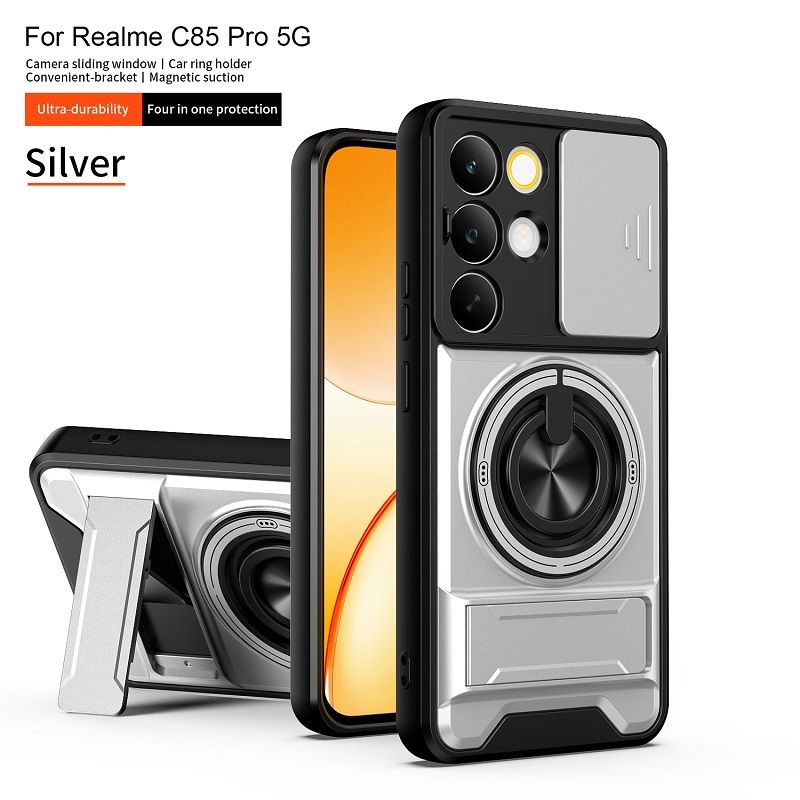 Luxury Slide Camera Lens Case Protective Cover for OPPO Realme C85 Pro 5G Magnetic Kickstand Phone Case