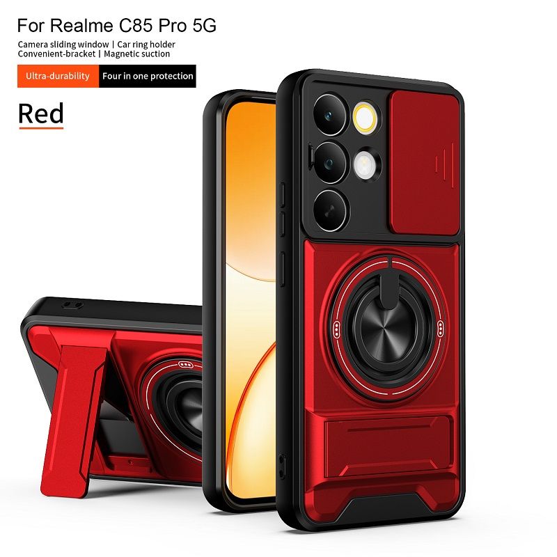 Luxury Slide Camera Lens Case Protective Cover for OPPO Realme C85 Pro 5G Magnetic Kickstand Phone Case