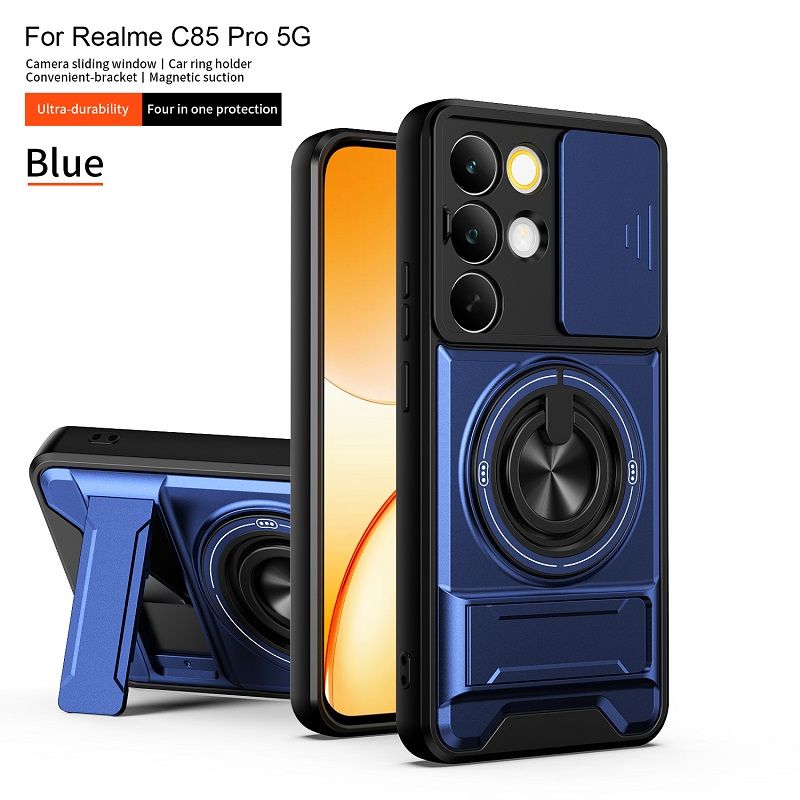 Luxury Slide Camera Lens Case Protective Cover for OPPO Realme C85 Pro 5G Magnetic Kickstand Phone Case