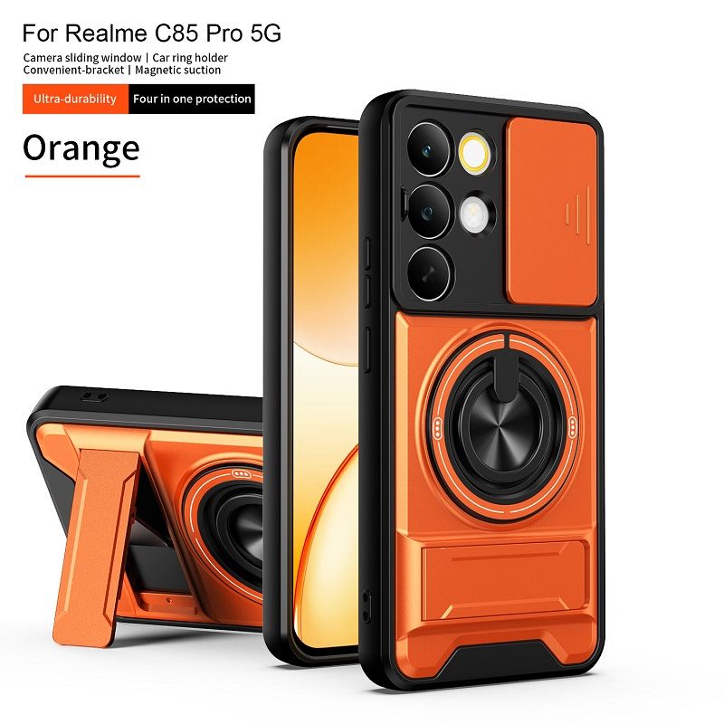 Luxury Slide Camera Lens Case Protective Cover for OPPO Realme C85 Pro 5G Magnetic Kickstand Phone Case