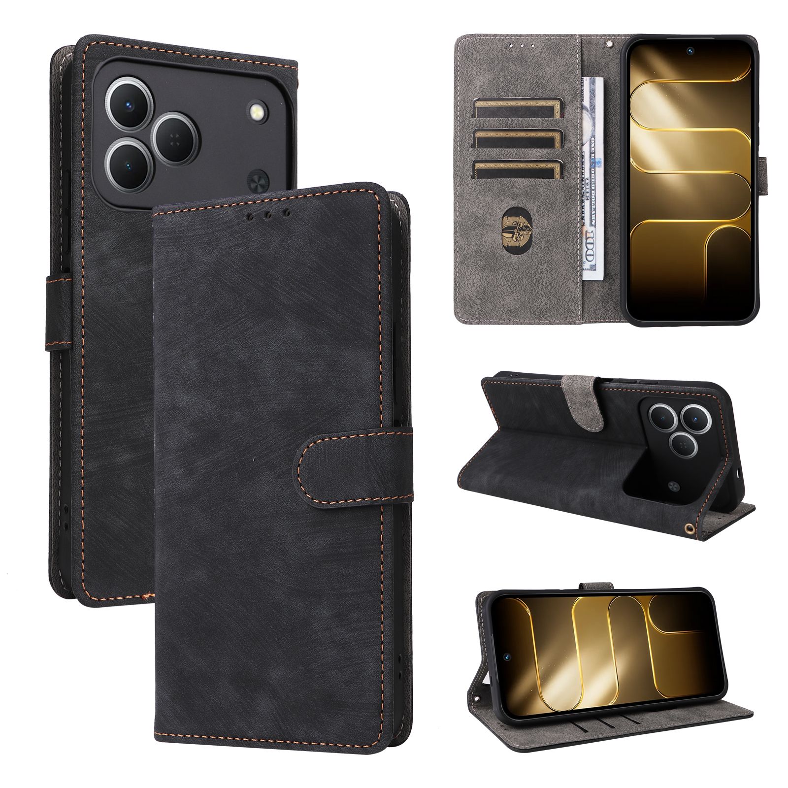 Leather Flip Cover for Tecno Spark 50 4G Case [RFID Blocking] Wallet Cover