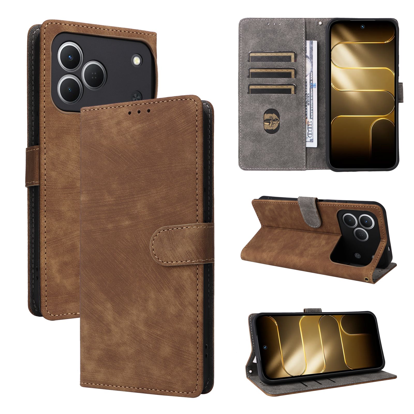 Leather Flip Cover for Tecno Spark 50 4G Case [RFID Blocking] Wallet Cover
