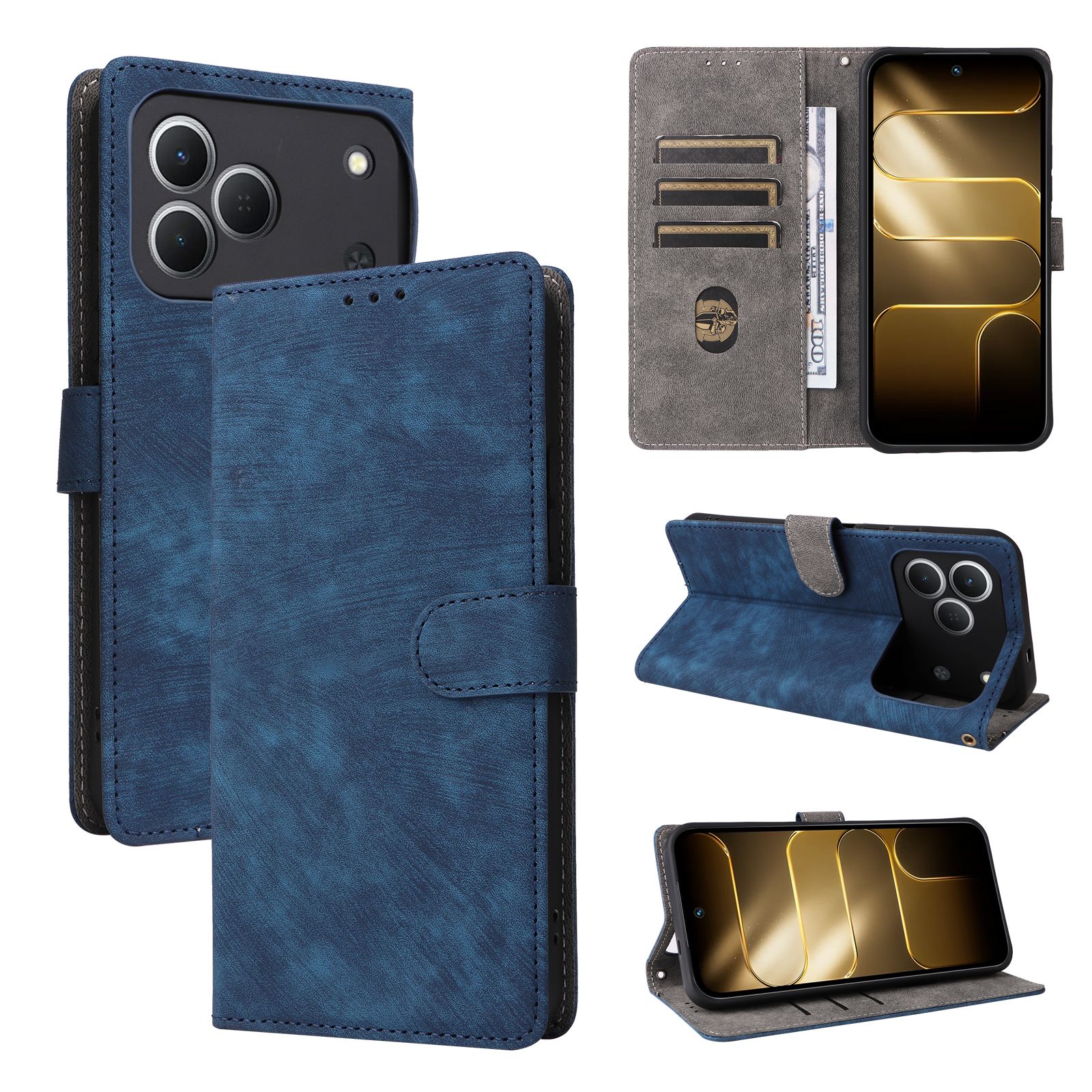 Leather Flip Cover for Tecno Spark 50 4G Case [RFID Blocking] Wallet Cover
