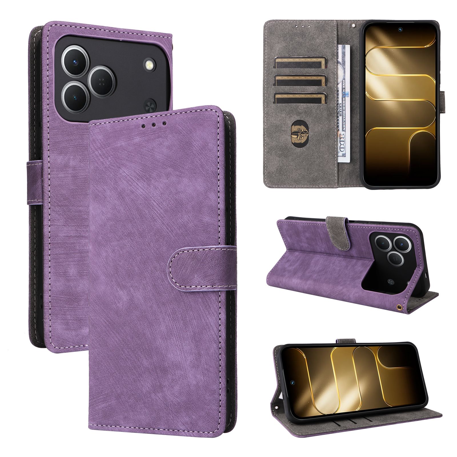Leather Flip Cover for Tecno Spark 50 4G Case [RFID Blocking] Wallet Cover