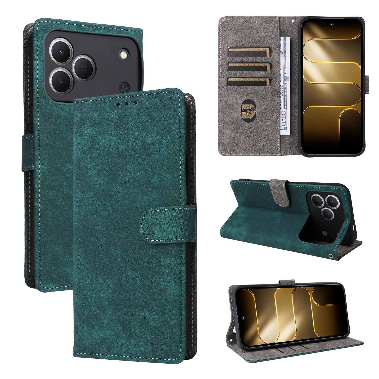 Leather Flip Cover for Tecno Spark 50 4G Case [RFID Blocking] Wallet Cover