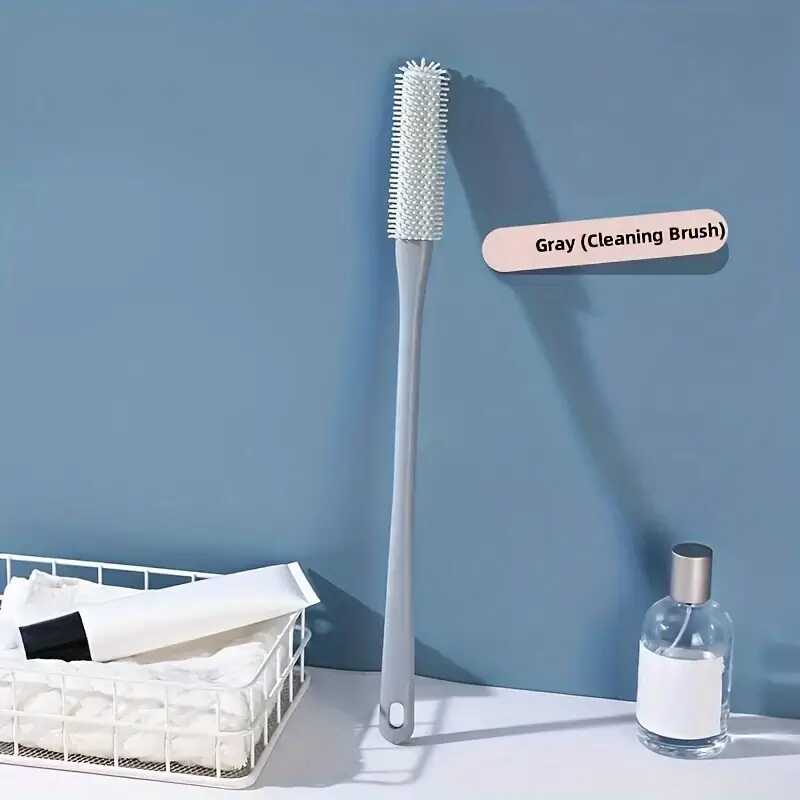 Ergonomic Long Handle Foot Scrub Brush, Soft Silicone Toe Cleaner, Exfoliating Foot Massage Bath Brush, Back Scrubbing Brush, Non-Alcoholic, Manual Operation for Bathroom, Foot Spa, Shower Accessory