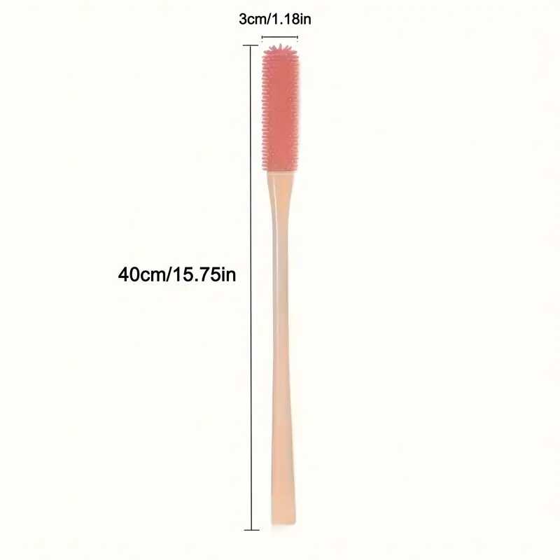 Ergonomic Long Handle Foot Scrub Brush, Soft Silicone Toe Cleaner, Exfoliating Foot Massage Bath Brush, Back Scrubbing Brush, Non-Alcoholic, Manual Operation for Bathroom, Foot Spa, Shower Accessory