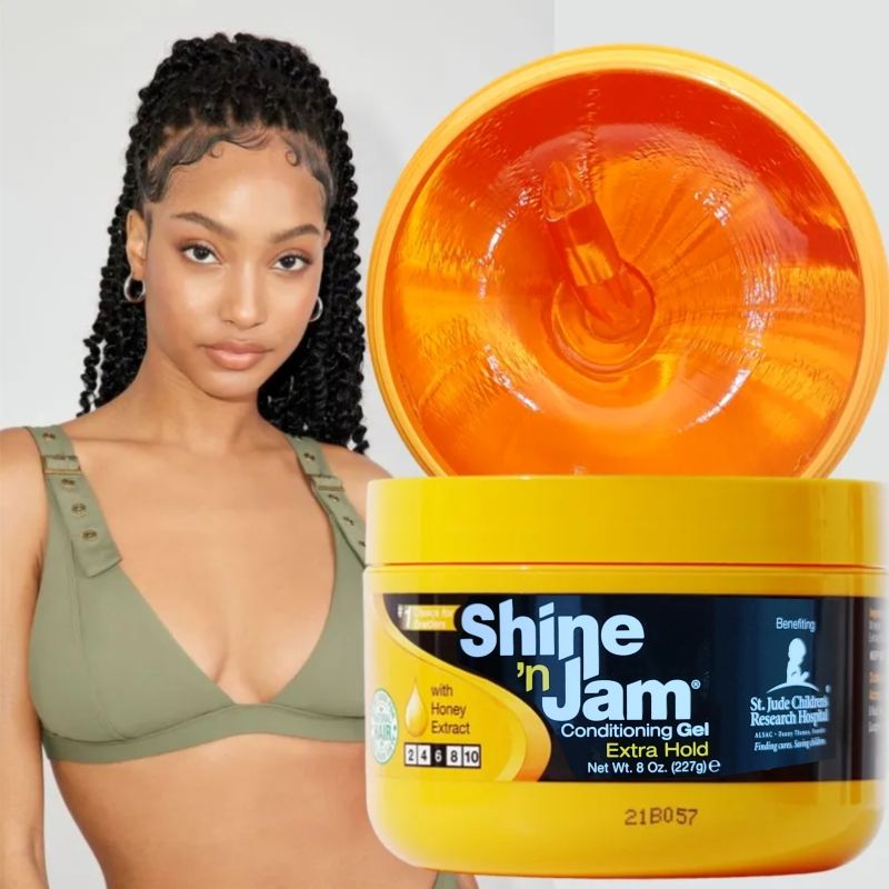 Shine 'n Jam Honey Strong Braid Wax ，Great for braided curly hair，edge control ，Non-whitening 1 bottle 227g