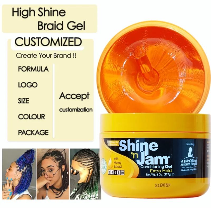 Shine 'n Jam Honey Strong Braid Wax ，Great for braided curly hair，edge control ，Non-whitening 1 bottle 227g