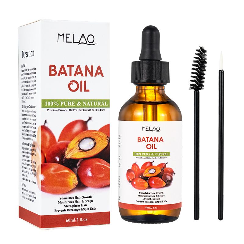 MELAO Batana Oil Hair Serum Scalp & Hair Strengthening Oil Beauty for all Hair Types 2 fl. Oz/60ml with Eyelash Brush and Brow Brush The 100% Natural Miracle for Hair Growth and Skin Nourishment