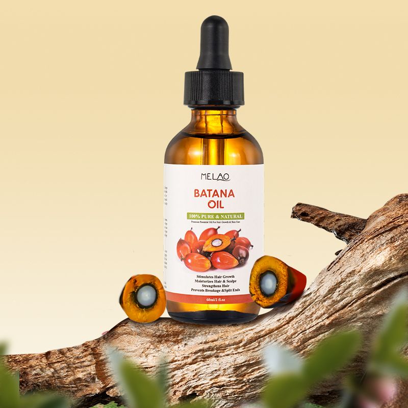 MELAO Batana Oil Hair Serum Scalp & Hair Strengthening Oil Beauty for all Hair Types 2 fl. Oz/60ml with Eyelash Brush and Brow Brush The 100% Natural Miracle for Hair Growth and Skin Nourishment