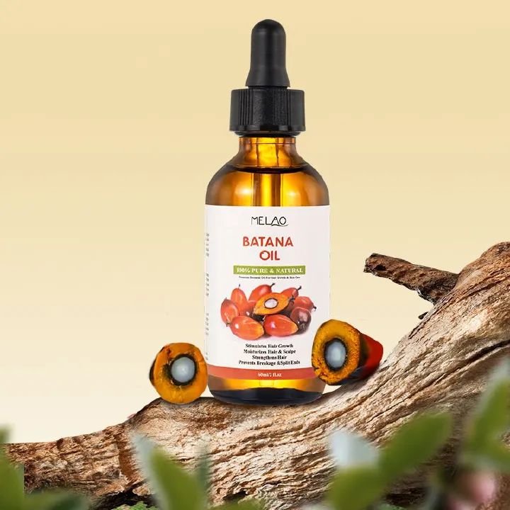 MELAO Batana Oil Hair Serum Scalp & Hair Strengthening Oil Beauty for all Hair Types 2 fl. Oz/60ml with Eyelash Brush and Brow Brush The 100% Natural Miracle for Hair Growth and Skin Nourishment