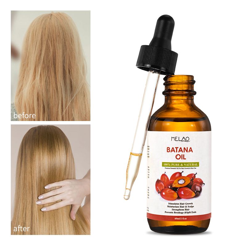 MELAO Batana Oil Hair Serum Scalp & Hair Strengthening Oil Beauty for all Hair Types 2 fl. Oz/60ml with Eyelash Brush and Brow Brush The 100% Natural Miracle for Hair Growth and Skin Nourishment