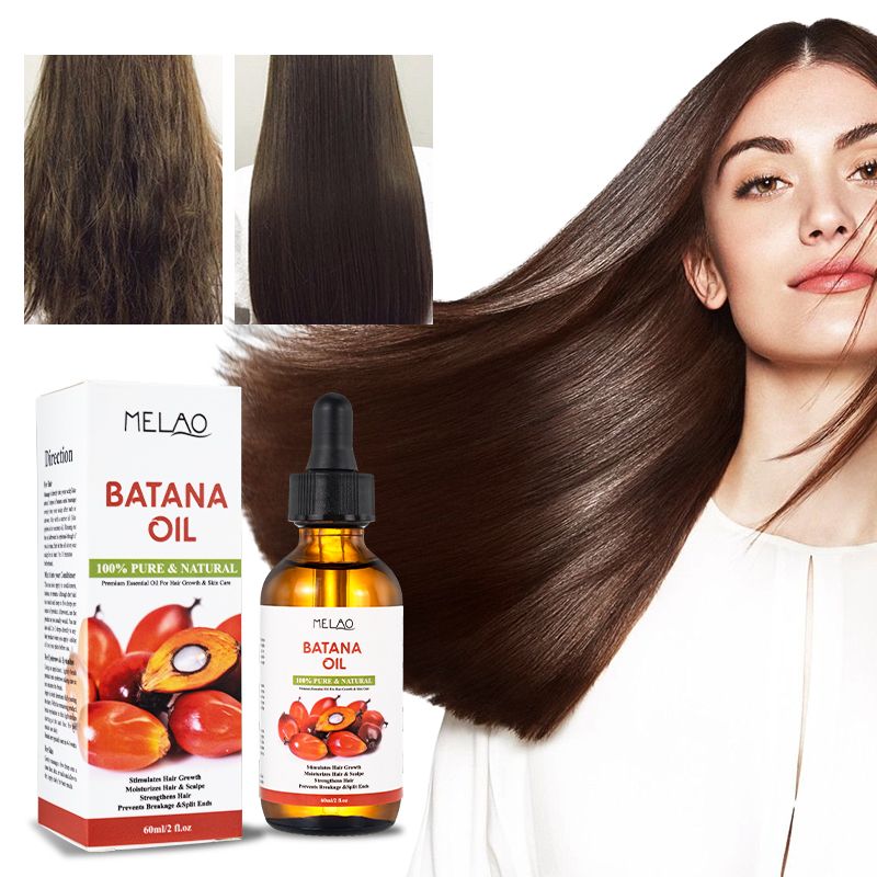 MELAO Batana Oil Hair Serum Scalp & Hair Strengthening Oil Beauty for all Hair Types 2 fl. Oz/60ml with Eyelash Brush and Brow Brush The 100% Natural Miracle for Hair Growth and Skin Nourishment