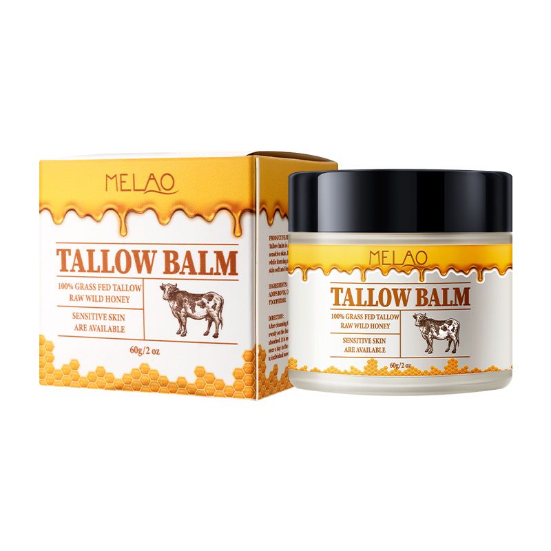 MELAO Tallow Balm - 1 bottle 60g  Made with 100% Grass Fed Tallow & Raw Wild Honey - Gentle Solution for Sensitive Skin