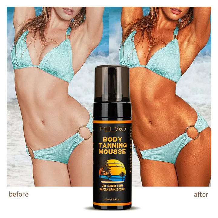 Vegan Natural 1 Hour Sunless Tanner Foam Tan Bronzing Self-Tanning Mousse Dark  1 bottle 150ml