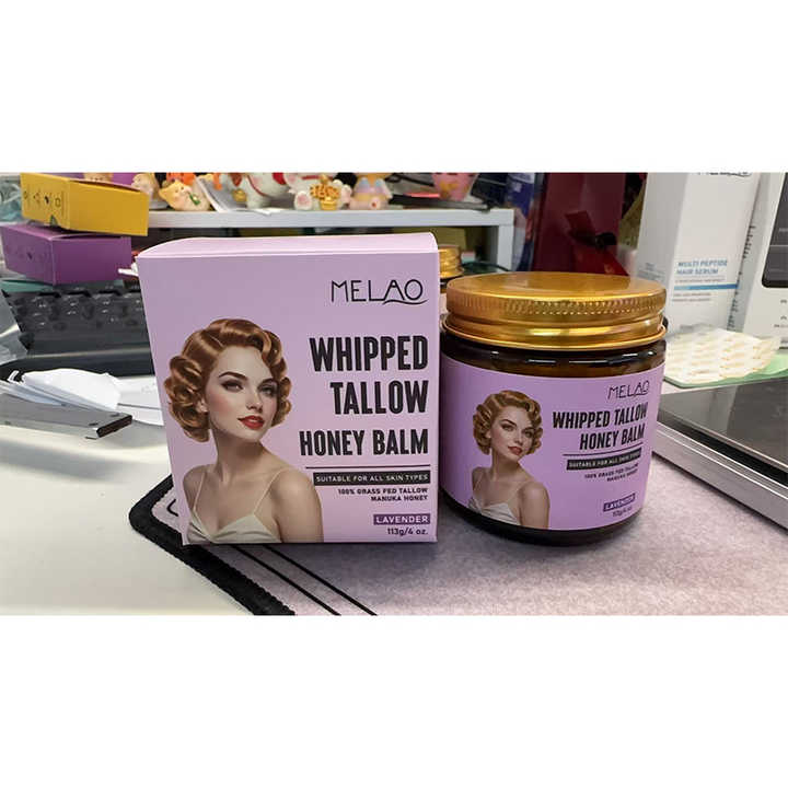 Private Label Skin Care Logo Tallow Skincare Beef Handmade Organic Whipped Tallow Balm With Manuka Honey  113g per bottle