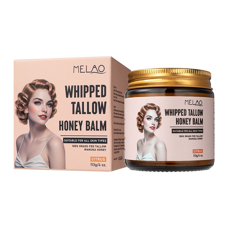 Private Label Skin Care Logo Tallow Skincare Beef Handmade Organic Whipped Tallow Balm With Manuka Honey  113g per bottle