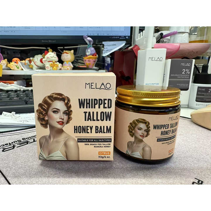 Private Label Skin Care Logo Tallow Skincare Beef Handmade Organic Whipped Tallow Balm With Manuka Honey  113g per bottle