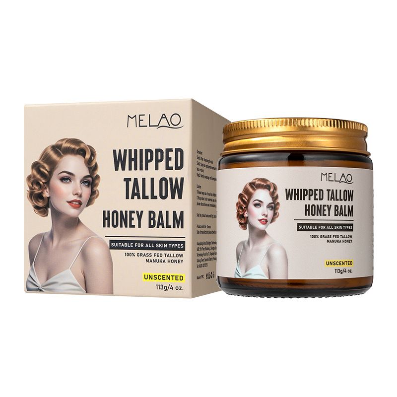 Private Label Skin Care Logo Tallow Skincare Beef Handmade Organic Whipped Tallow Balm With Manuka Honey  113g per bottle