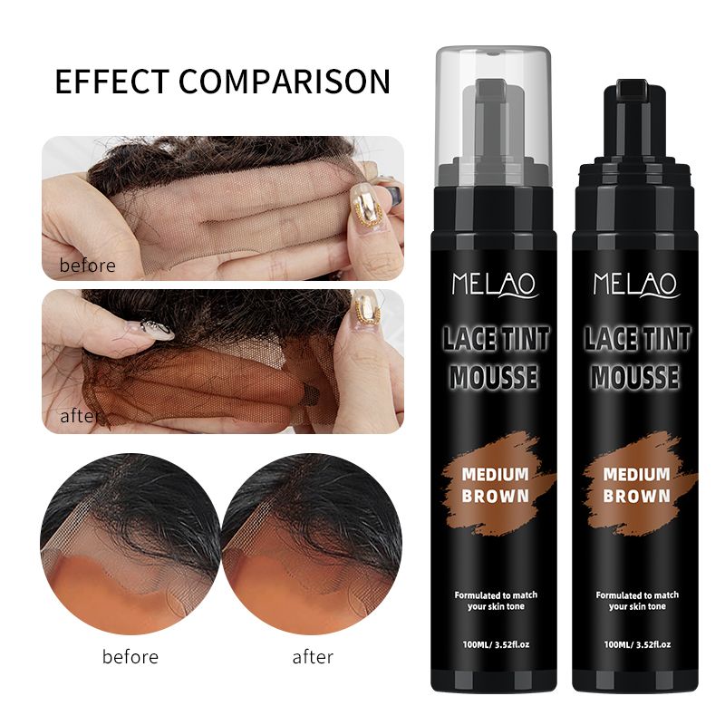 Custom Logo Tint Foam Lace Mouse Spray Lace Tint Foam Tint Melting Mousse Hair Wigs ConcealerMouse Lace Tint Foam Lace Tint Mousse for Wigs Melt Dark Brown   1 bottle 100ml