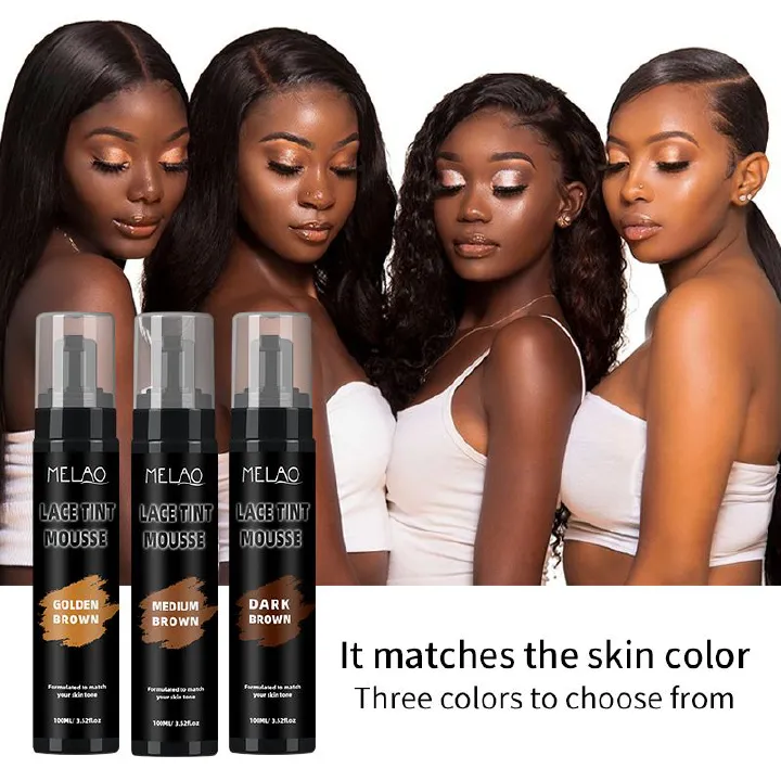 Custom Logo Tint Foam Lace Mouse Spray Lace Tint Foam Tint Melting Mousse Hair Wigs ConcealerMouse Lace Tint Foam Lace Tint Mousse for Wigs Melt Dark Brown   1 bottle 100ml