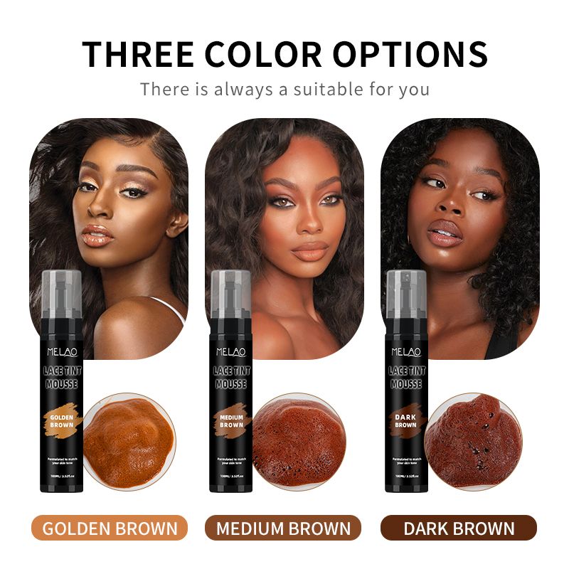 Custom Logo Tint Foam Lace Mouse Spray Lace Tint Foam Tint Melting Mousse Hair Wigs ConcealerMouse Lace Tint Foam Lace Tint Mousse for Wigs Melt Dark Brown   1 bottle 100ml