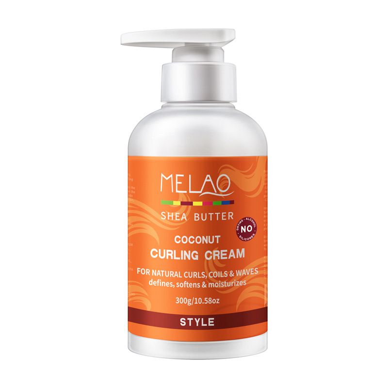 Natural Coconut Shea Butter Curl Cream Moisturizing Styling Cream Elastin for Damaged Curly Hair Care Smooth Hair Suitable for Curly Hair to Become Soft