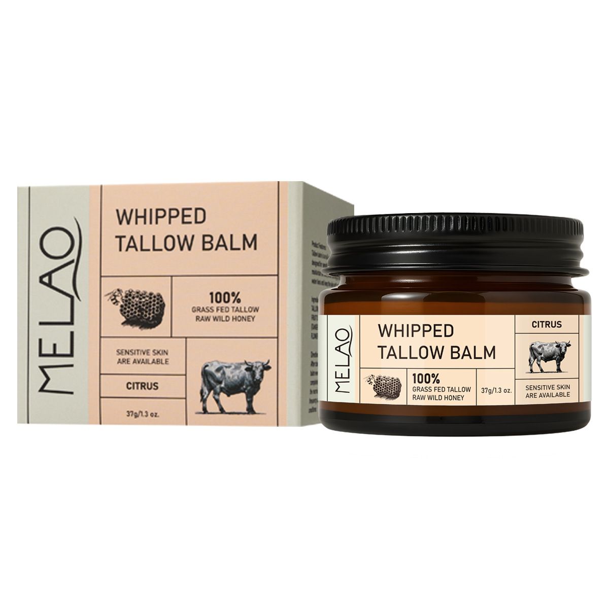 MELAO Facial Treatment Natural Tallow Cream, repairs and soothes sensitive skin, safe to use  1 bottle 37g