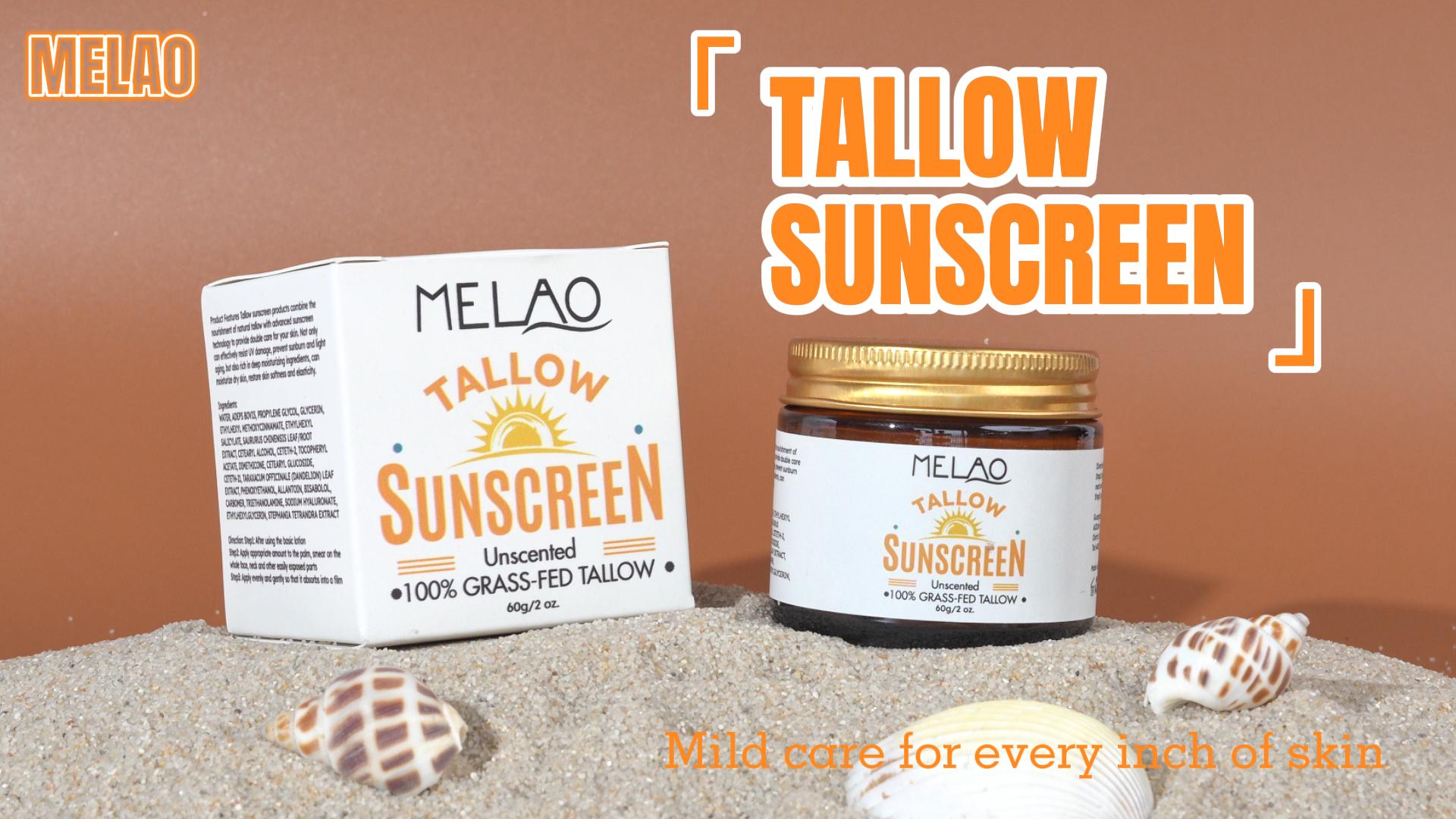 Private Label Natural Facial Sunblock 100% Grass Fed Sun Lotion Beef Tallow and Zinc Sun Balm Tallow Sunscreen  1 bottle 60g