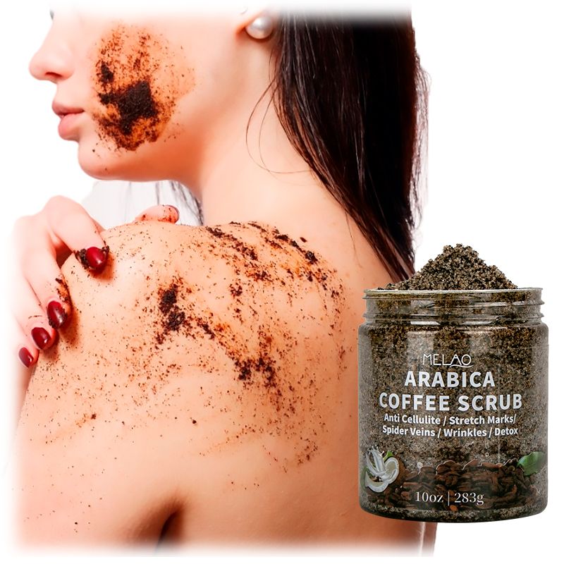 MELAO Private Label Whitening Moisturizing Exfoliating Organic Coffee Scrub Deep Cleansing Arabica Face Coffee Body Scrub  1 bottle 283g
