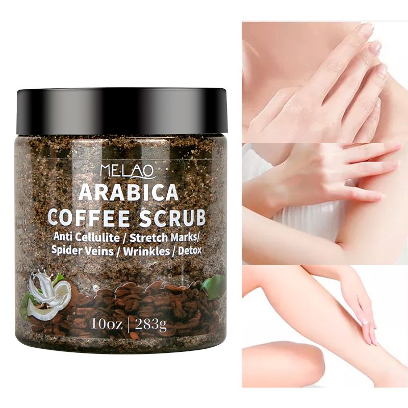 MELAO Private Label Whitening Moisturizing Exfoliating Organic Coffee Scrub Deep Cleansing Arabica Face Coffee Body Scrub  1 bottle 283g