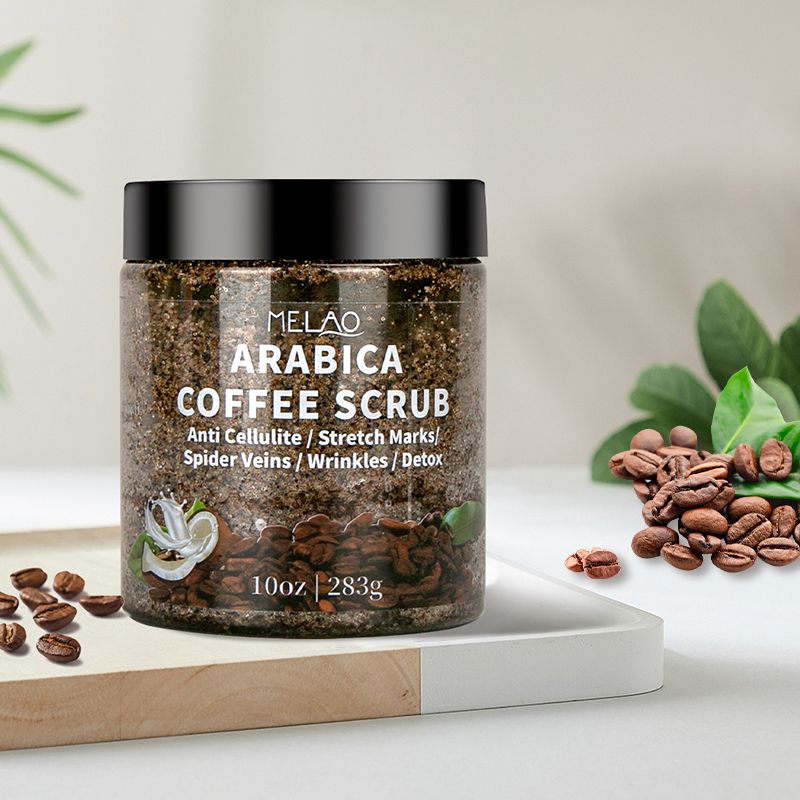 MELAO Private Label Whitening Moisturizing Exfoliating Organic Coffee Scrub Deep Cleansing Arabica Face Coffee Body Scrub  1 bottle 283g