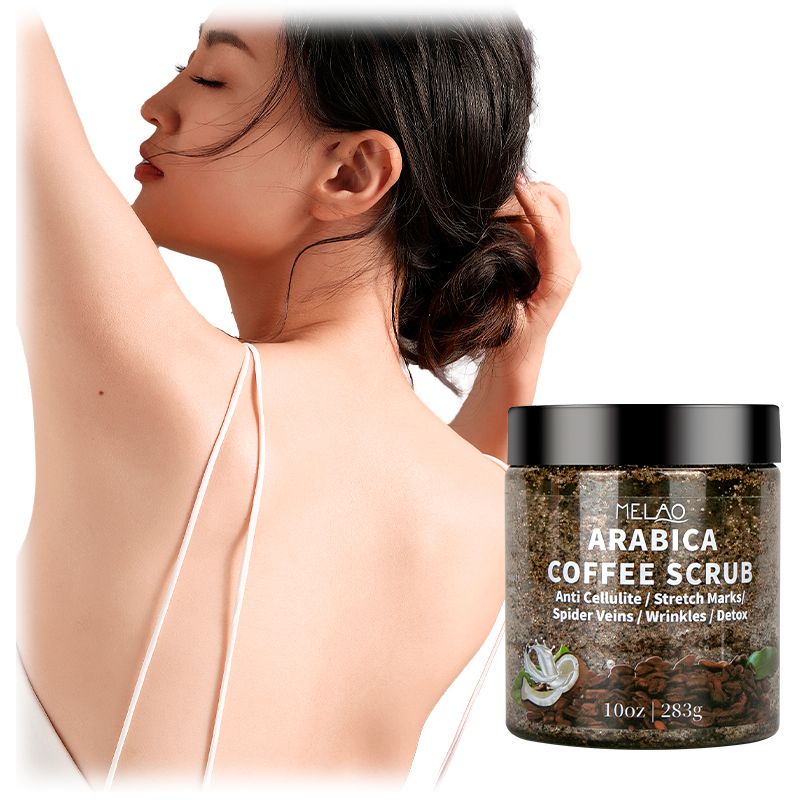 MELAO Private Label Whitening Moisturizing Exfoliating Organic Coffee Scrub Deep Cleansing Arabica Face Coffee Body Scrub  1 bottle 283g