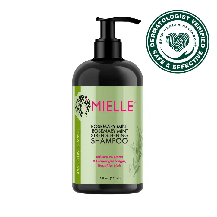 Mielle Organics Rosemary Mint Strengthening Shampoo, enriched with biotin, cleanses and helps strengthen brittle hair to promote hair growth   1 bottle 355ml