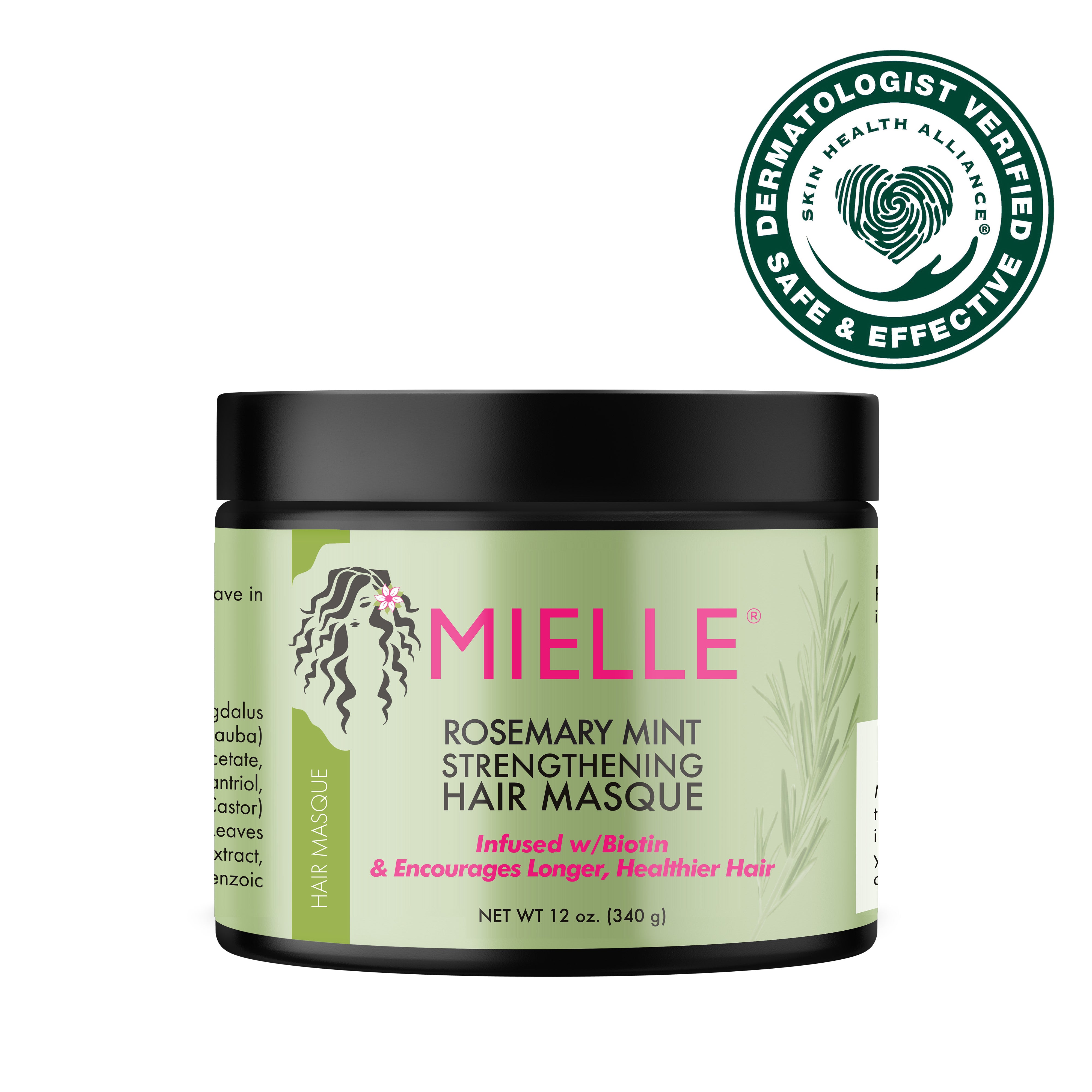 Mielle Organics Rosemary Mint Strengthening Hair Mask, Essential Oils and Biotin Deep Conditioning, Miracle Repairs Dry, Damaged and Frizzy Hair Promotes Hair Growth  1 bottle 340g