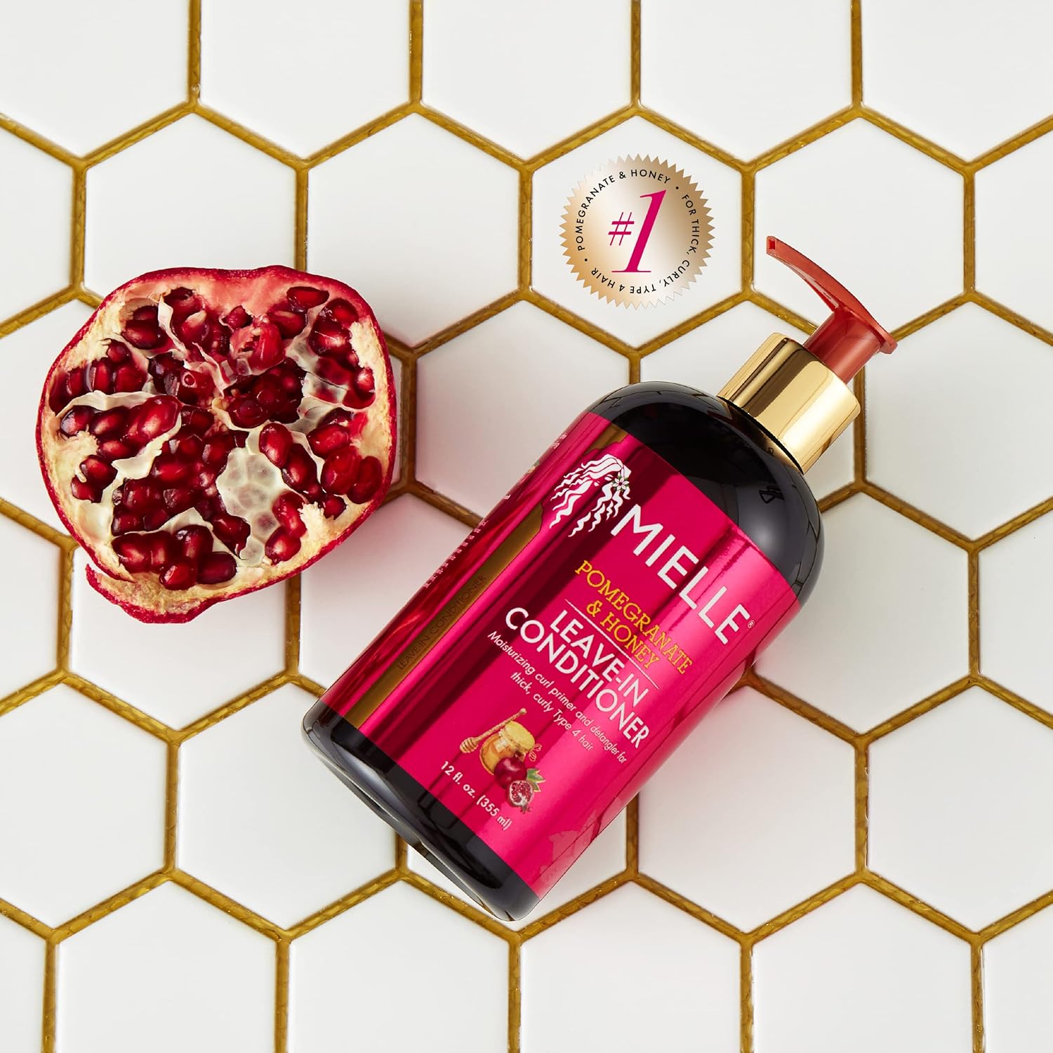 Mielle Organics Pomegranate Honey Leave-In Conditioner, Moisturizing Curl Primer and Detangler, Repairs Damage, Prevents Frizz, For Type 4 Thick Curly Hair, Promotes Hair Growth  1 bottle 355ml
